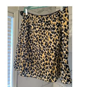 T Tahari Yellow A-Line Animal Print Skirt